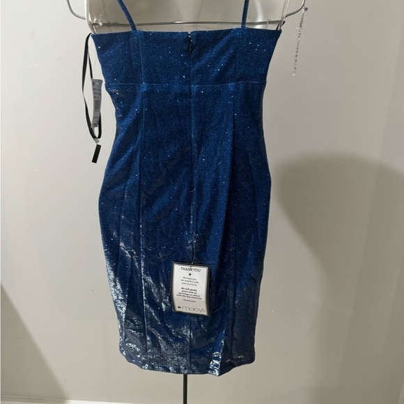 Jump Apparel Royal Blue Glitter Sheath Dress Size 12 Spaghetti Strap Square Neck - Picture 6 of 10